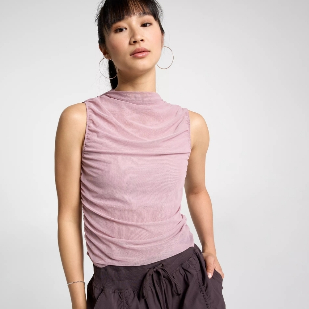 Calia Ruched Mock Neck Sleeveless Top - Picture 2 of 7